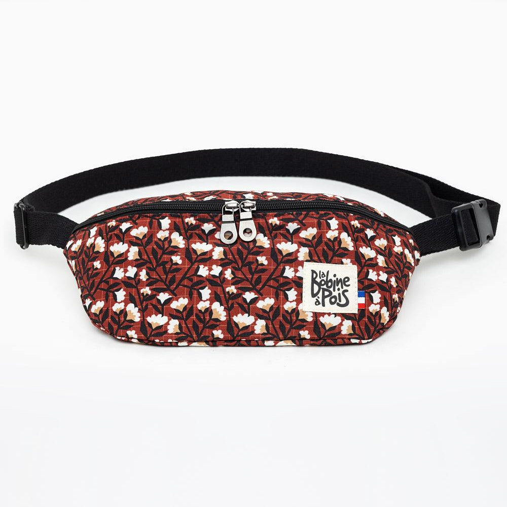 sac banane ELIA en tissu recyclé déperlant à motif floral terracota