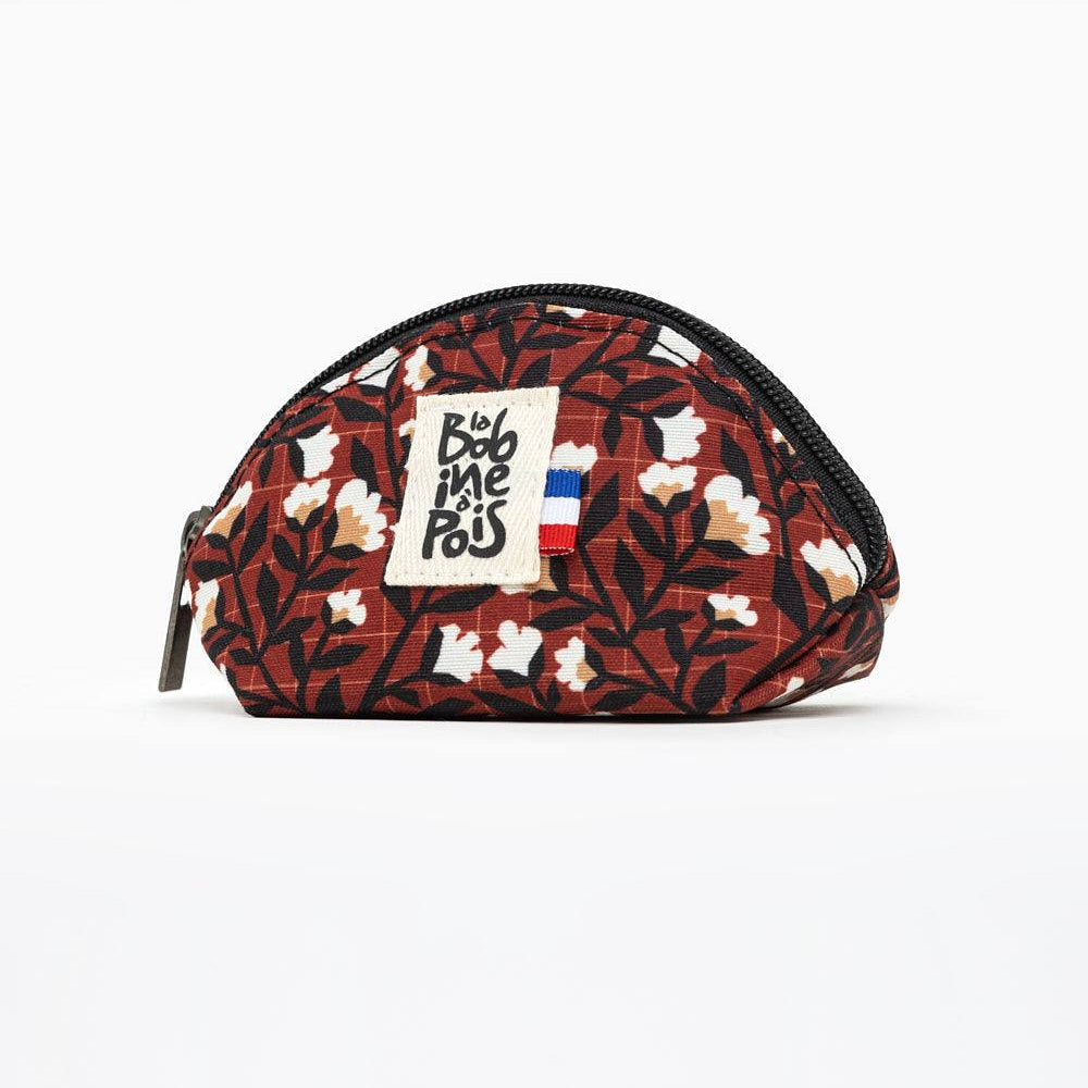 porte-monnaie bourse ELIA en  tissu recyclé à motif floral avec fermeture éclair