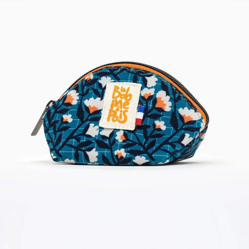 porte-monnaie bourse KIKO en  tissu velours à motif floral retro avec fermeture éclair