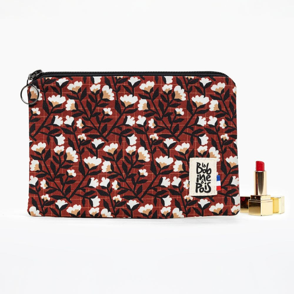 pochette multifonction ELIA en  tissu recyclé à motif floral avec fermeture éclair