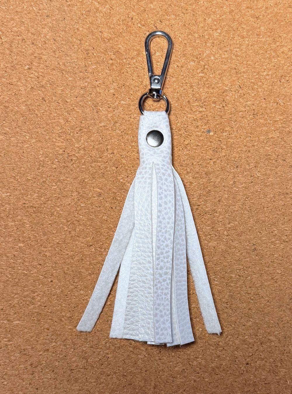 White pompom keychain