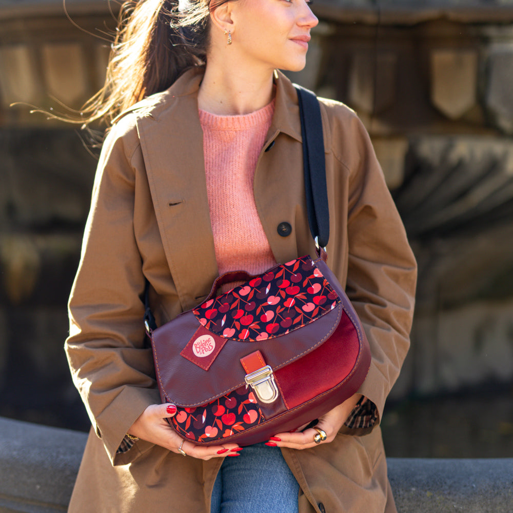 Sac Bandoulière Myra En Cuir Et Coton - Motif Imprimé - Poche Extérieure - Fabriqué En Inde