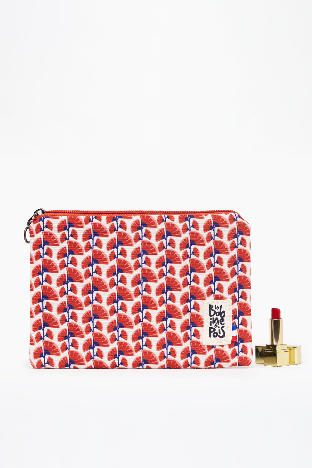 pochette multifonction PAVOT en  tissu recyclé à motif coquelicot avec fermeture éclair