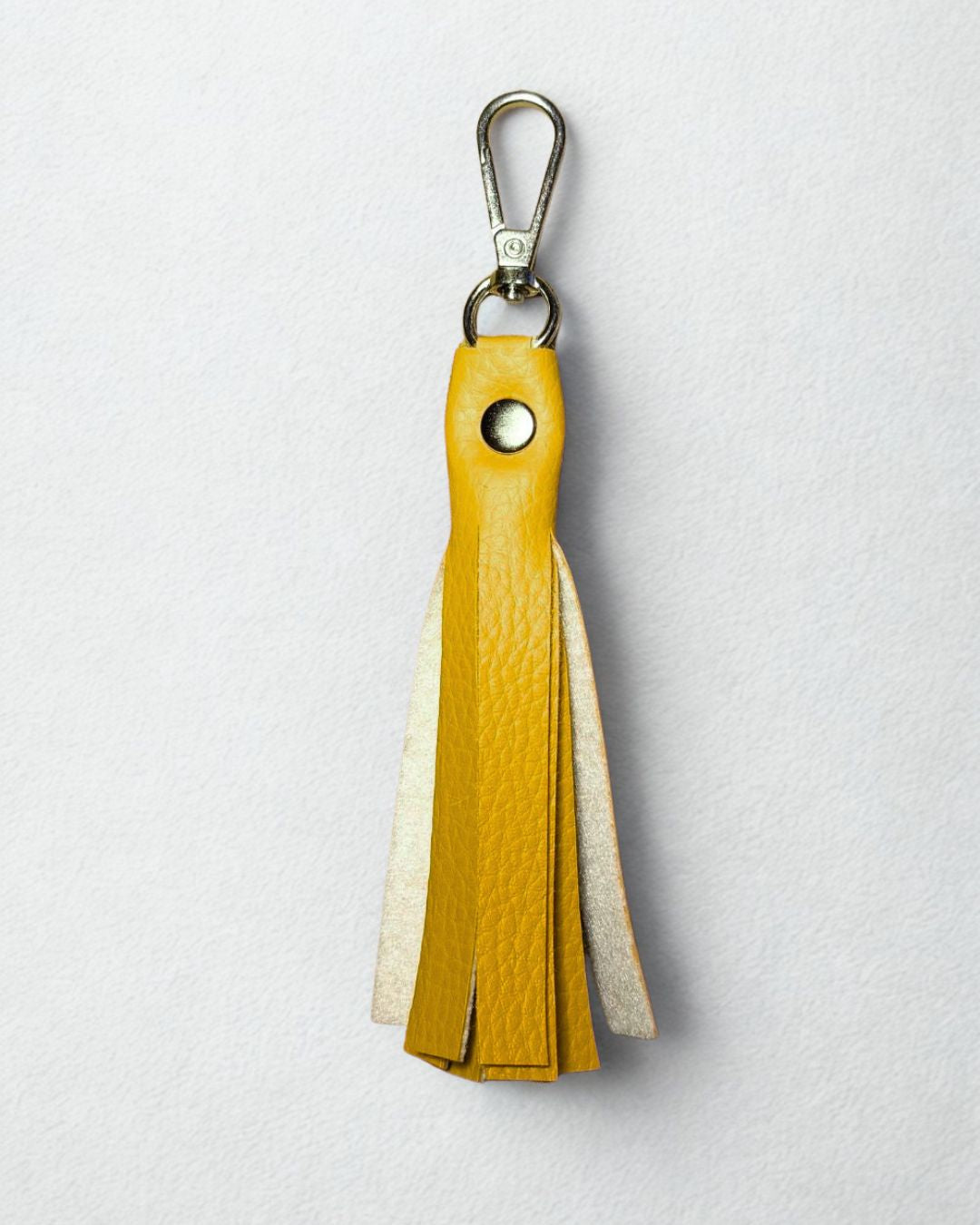 White pompom keychain